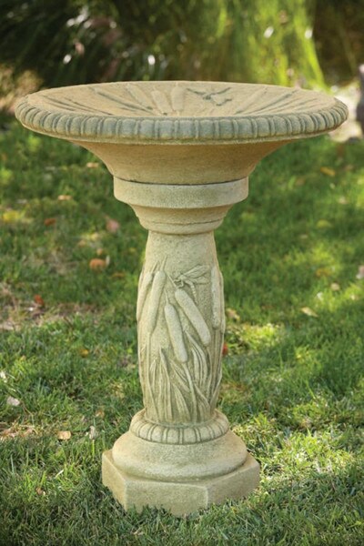 Cattail Bird Bath Garden Sculpture garden cement yard art natural Unique